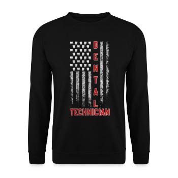 Amerika Fahne Zahntechniker und Zähne als Sterne - Unisex Pullover - Schwarz - Vorne - Alina (178cm) & Michal (187cm)