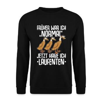 Laufenten Laufente Entenzucht Entenzüchter Ente - Unisex Pullover - Schwarz - Vorne - Alina (178cm) & Michal (187cm)