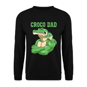 Croco Dad Crocodile Papa und Baby Vatertag - Unisex Pullover - Schwarz - Vorne - Alina (178cm) & Michal (187cm)