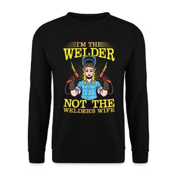 I'm The Welder Not The Welder's Wife für eine - Unisex Pullover - Schwarz - Vorne - Alina (178cm) & Michal (187cm)