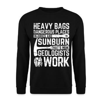 Funny Geology Geologist Rock Hunting - Unisex Sweatshirt - black - Front - Alina (178cm) & Michal (187cm)