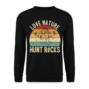 Drôle de géologue à la chasse aux pierres - Sweat-shirt Unisexe - noir - Devant - Alina (178cm) & Michal (187cm)