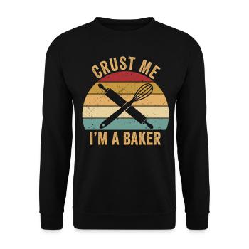 Lustiger Brotbacken-Bäcker - Unisex Pullover - Schwarz - Vorne - Alina (178cm) & Michal (187cm)