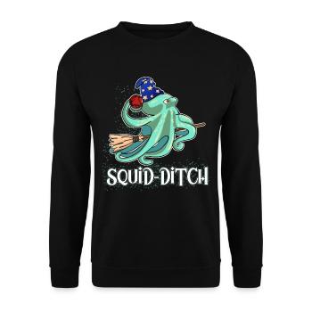 Squid-Ditch On A Broom Magical Octopus Costum - Unisex Pullover - Schwarz - Vorne - Alina (178cm) & Michal (187cm)
