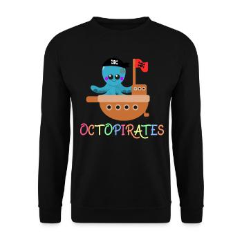 Sailing Octopirates Captain Cute & Colorful - Unisex Pullover - Schwarz - Vorne - Alina (178cm) & Michal (187cm)