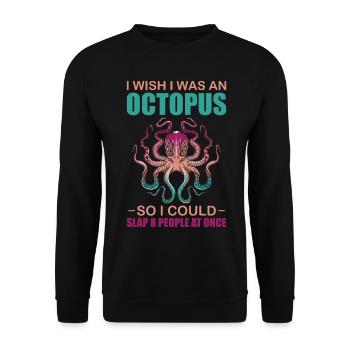 I Wish I Was an Octopus Dream of Kraken - Unisex Pullover - Schwarz - Vorne - Alina (178cm) & Michal (187cm)