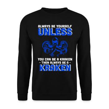 Always Be A Kraken Blue Squidink Spooky Ocotpus - Unisex Pullover - Schwarz - Vorne - Alina (178cm) & Michal (187cm)