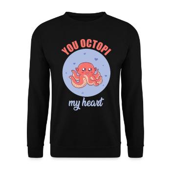 Pinkiest You Octopi My Heart Octopus Adorable - Unisex Pullover - Schwarz - Vorne - Alina (178cm) & Michal (187cm)