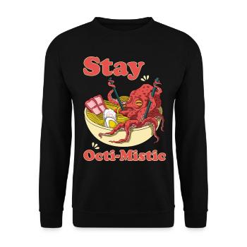 Stay Octi-Mistic Noodly Squid Get Into Ramen - Unisex Pullover - Schwarz - Vorne - Alina (178cm) & Michal (187cm)