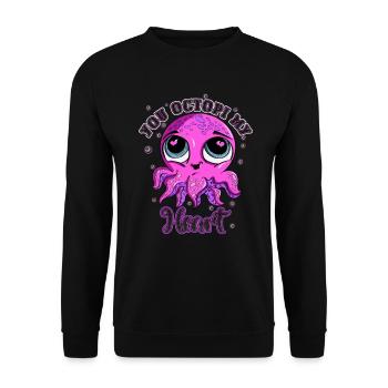 You Octopi My Heart Sea Monsters Tentacles Octopus - Unisex Pullover - Schwarz - Vorne - Alina (178cm) & Michal (187cm)