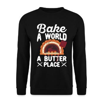 Lustiger Brotbacken-Bäcker - Unisex Pullover - Schwarz - Vorne - Alina (178cm) & Michal (187cm)