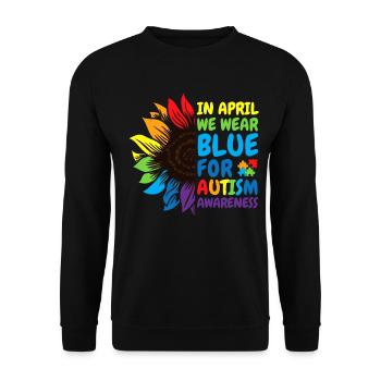 Autismus-Bewusstsein Sonnenblume - Unisex Pullover - Schwarz - Vorne - Alina (178cm) & Michal (187cm)