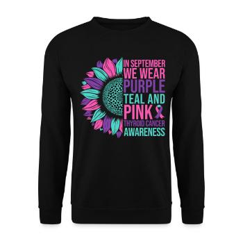 Thyriod Cancer Awareness Sonnenblume - Unisex Pullover - Schwarz - Vorne - Alina (178cm) & Michal (187cm)