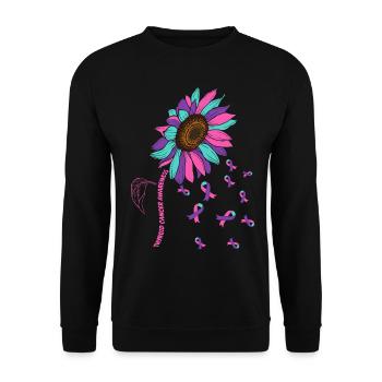 Thyriod Cancer Awareness Sonnenblume - Unisex Pullover - Schwarz - Vorne - Alina (178cm) & Michal (187cm)