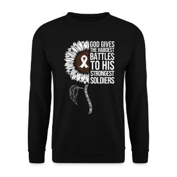 Lungenkrebs Awareness Sonnenblume - Unisex Pullover - Schwarz - Vorne - Alina (178cm) & Michal (187cm)