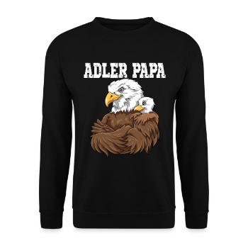 Adler Papa Adler Vater und Baby Papa Vatertag - Unisex Pullover - Schwarz - Vorne - Alina (178cm) & Michal (187cm)