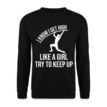 Lustiger Stabhochsprung Stabhochsprung - Unisex Pullover - Schwarz - Vorne - Alina (178cm) & Michal (187cm)