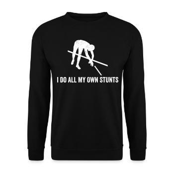 Lustiger Stabhochsprung Stabhochsprung - Unisex Pullover - Schwarz - Vorne - Alina (178cm) & Michal (187cm)