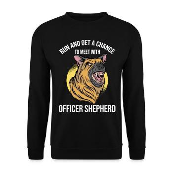 Polizeibeamter Polizeihund - Unisex Pullover - Schwarz - Vorne - Alina (178cm) & Michal (187cm)