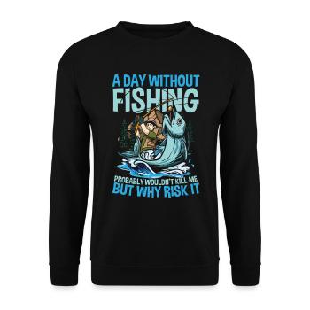 Angeln Fischer Geschenkidee für eine Anglerin - Unisex Pullover - Schwarz - Vorne - Alina (178cm) & Michal (187cm)