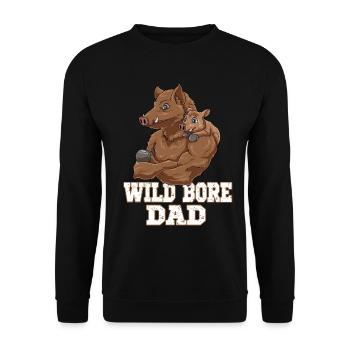 Wildschwein Vatertag Papa Vater und Baby - Unisex Pullover - Schwarz - Vorne - Alina (178cm) & Michal (187cm)