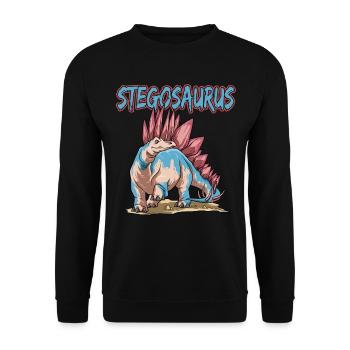 Stegosaurus Dinosaurier - Unisex Pullover - Schwarz - Vorne - Alina (178cm) & Michal (187cm)