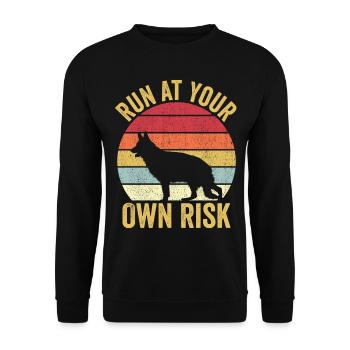 Polizist Polizeihund Vintage - Unisex Pullover - Schwarz - Vorne - Alina (178cm) & Michal (187cm)