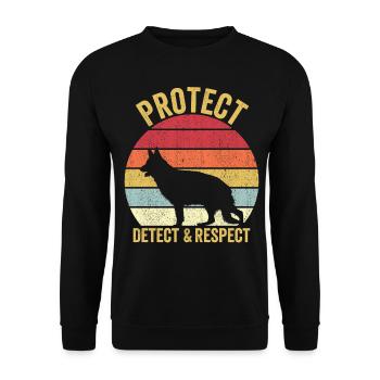 Polizist Polizeihund Vintage - Unisex Pullover - Schwarz - Vorne - Alina (178cm) & Michal (187cm)