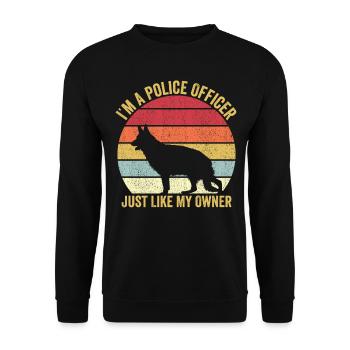 Polizist Polizeihund Vintage - Unisex Pullover - Schwarz - Vorne - Alina (178cm) & Michal (187cm)