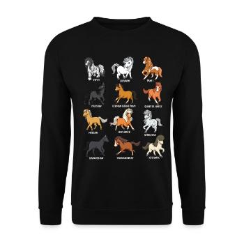 Cartoon Kawaii Horses - Horse Motif - Unisex Sweatshirt - black - Front - Alina (178cm) & Michal (187cm)