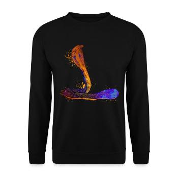 Farbenfrohe Kobra - Unisex Pullover - Schwarz - Vorne - Alina (178cm) & Michal (187cm)
