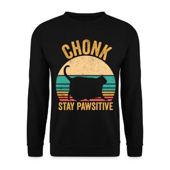 Chonk Meme Katze Chonk Aufenthalt Pawsitive - Unisex Pullover - Schwarz - Vorne - Alina (178cm) & Michal (187cm)