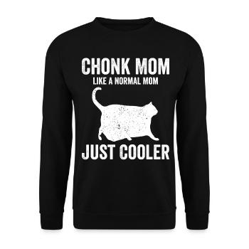 Chonk Meme Katze - Unisex Pullover - Schwarz - Vorne - Alina (178cm) & Michal (187cm)