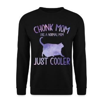 Chonk Meme Katze - Unisex Pullover - Schwarz - Vorne - Alina (178cm) & Michal (187cm)