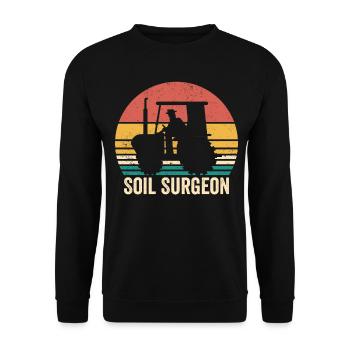 Soil Surgeon Landwirt Landwirtschaft Vintage - Unisex Pullover - Schwarz - Vorne - Alina (178cm) & Michal (187cm)