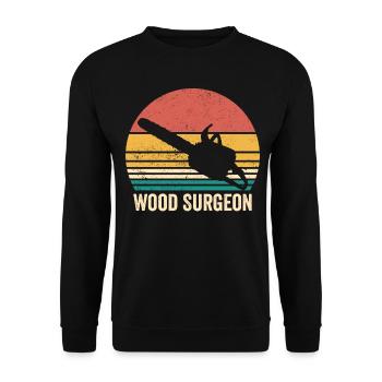 Holzchirurg Holzarbeiter Schreiner Vintage - Unisex Pullover - Schwarz - Vorne - Alina (178cm) & Michal (187cm)