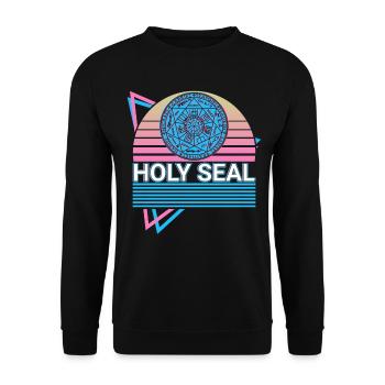 Holy Seal Archangel Retro - Unisex Sweatshirt - black - Front - Alina (178cm) & Michal (187cm)
