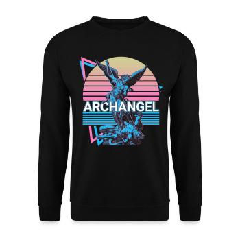 Archangel Michael Saint Michael Retro - Unisex Sweatshirt - black - Front - Alina (178cm) & Michal (187cm)