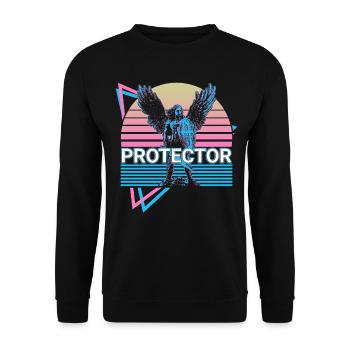 Protector Archangel Michael Retro - Unisex Sweatshirt - black - Front - Alina (178cm) & Michal (187cm)