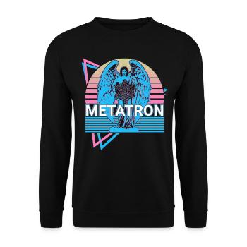 Metatron Erzengel Retro - Unisex Pullover - Schwarz - Vorne - Alina (178cm) & Michal (187cm)