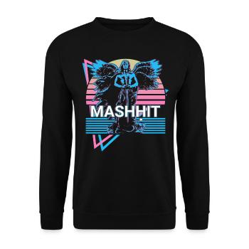 Mashḥit Destructive Angel Retro - Unisex Sweatshirt - black - Front - Alina (178cm) & Michal (187cm)