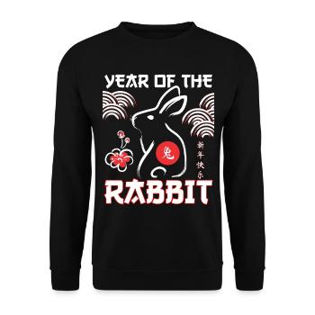 Jahr des Kaninchens Chinesisches Neujahr Mondfrühling - Unisex Pullover - Schwarz - Vorne - Alina (178cm) & Michal (187cm)
