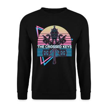 The crossed keys Vatican flag St. Andrew - Unisex Sweatshirt - black - Front - Alina (178cm) & Michal (187cm)