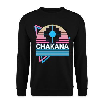 Chakana Inca Cross Retro - Unisex Sweatshirt - black - Front - Alina (178cm) & Michal (187cm)