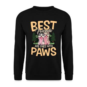 Best Friends Are Ones With Paws - Unisex Pullover - Schwarz - Vorne - Alina (178cm) & Michal (187cm)