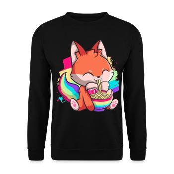Kawaii Fox Japanese Ramen Noodles Rainbow Nied - Unisex Sweatshirt - black - Front - Alina (178cm) & Michal (187cm)