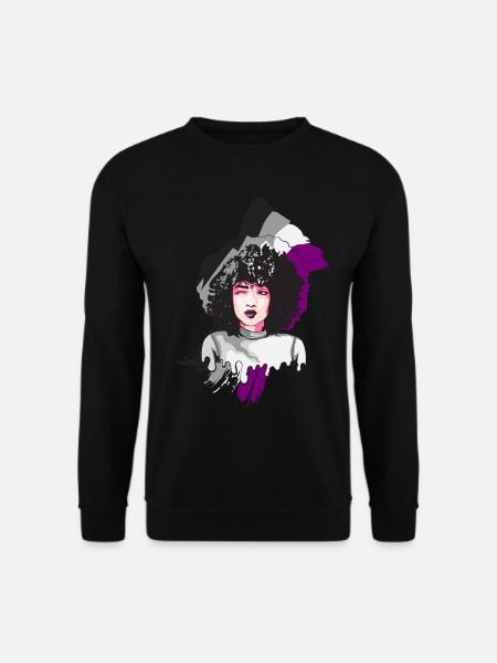 Afro Girl Asexuelle Flagge Schwarze Geschichte Mel - Unisex Pullover - Schwarz