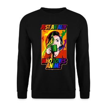 Funny Gay Ally Anime Girl Just An Ally W - Unisex Sweatshirt - black - Front - Alina (178cm) & Michal (187cm)