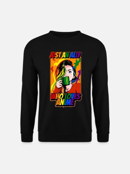 Lustige Homosexuell Ally Anime Girl Just An Ally W - Unisex Pullover - Schwarz