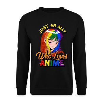Gay Ally Anime Girl Just An Ally Who Loves Anime - Unisex Sweatshirt - black - Front - Alina (178cm) & Michal (187cm)
